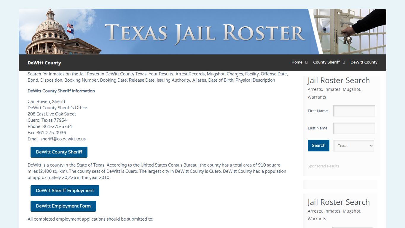 DeWitt County | Jail Roster Search